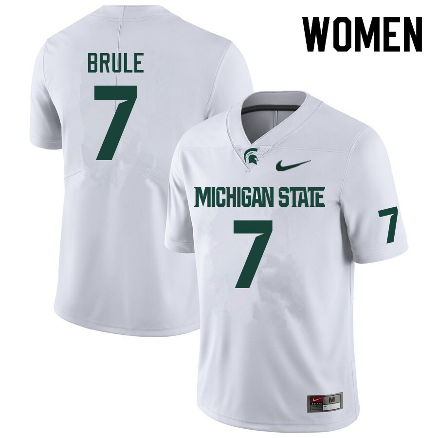 Women #7 Aaron Brule Michigan State Spartans College Football Jerseys Sale-White